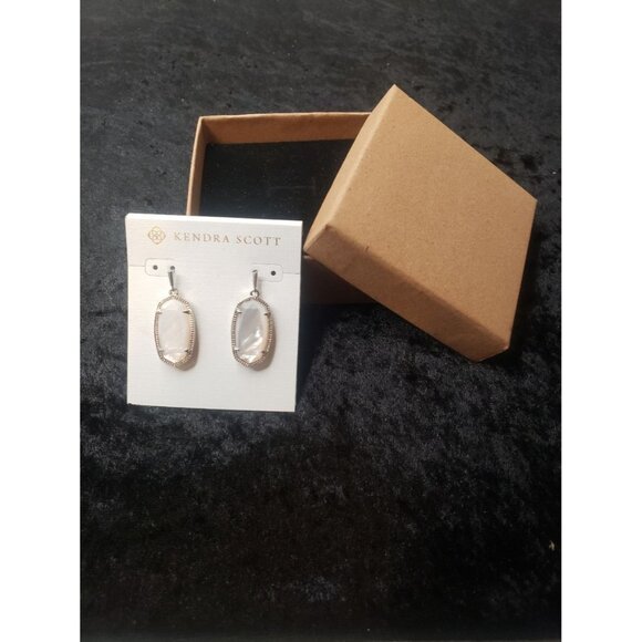 Kendra Scott Dani Drop Earrings Rhodium Plated Brass Ivory Mother of Pearl - Picture 2 of 4